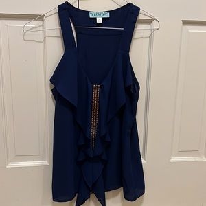 Navy Sleeveless Blouse